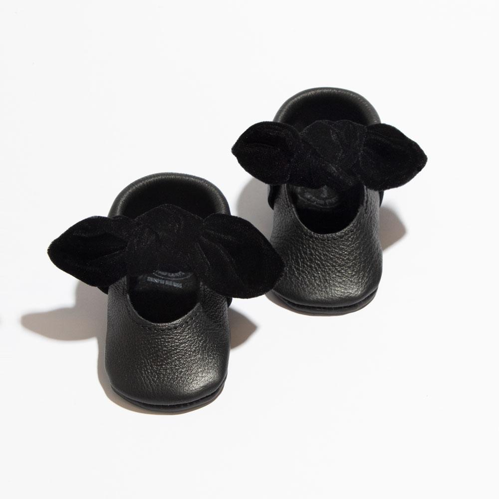 Black Velvet Knotted Bow Baby Shoe