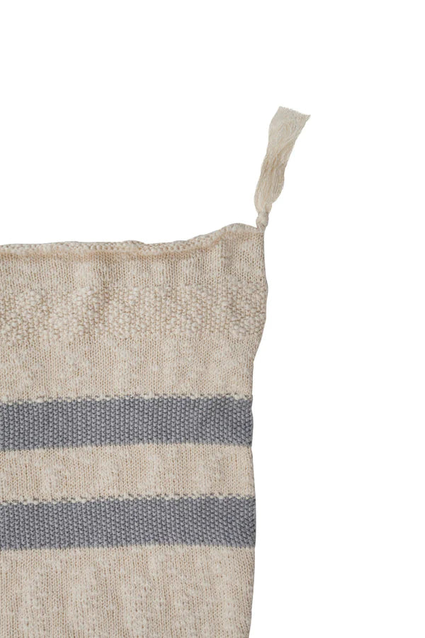 KNITTED BLANKET STRIPES NATURAL - GREY  Little Wonder & Co   