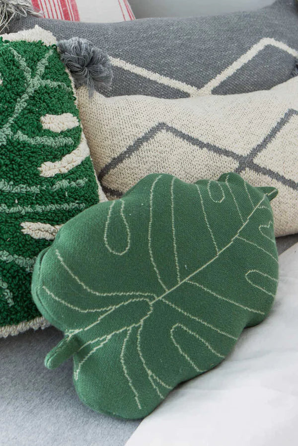 KNITTED CUSHION BABY LEAF  Little Wonder & Co   