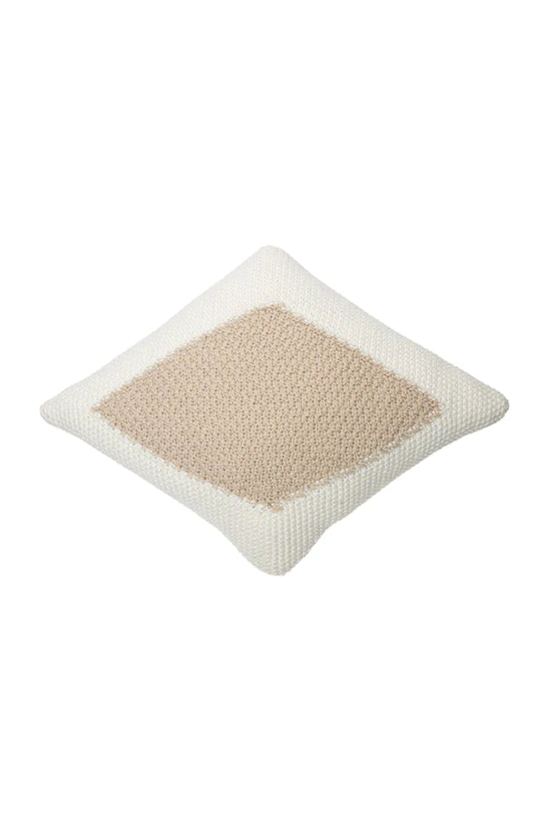 KNITTED CUSHION CANDY IVORY-LINEN  Little Wonder & Co   