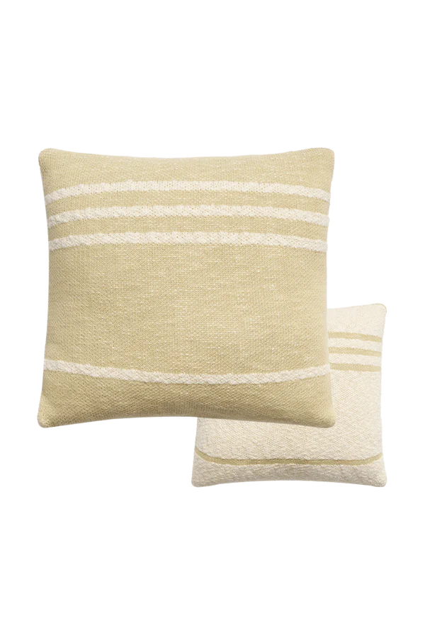 KNITTED CUSHION DUETTO OLIVE - NATURAL  Little Wonder & Co   