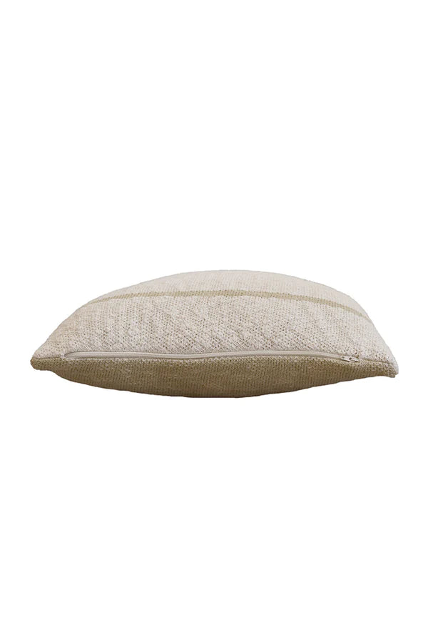 KNITTED CUSHION DUETTO OLIVE - NATURAL  Little Wonder & Co   