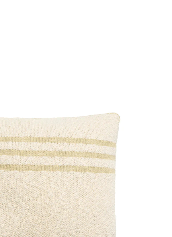KNITTED CUSHION DUETTO OLIVE - NATURAL  Little Wonder & Co   