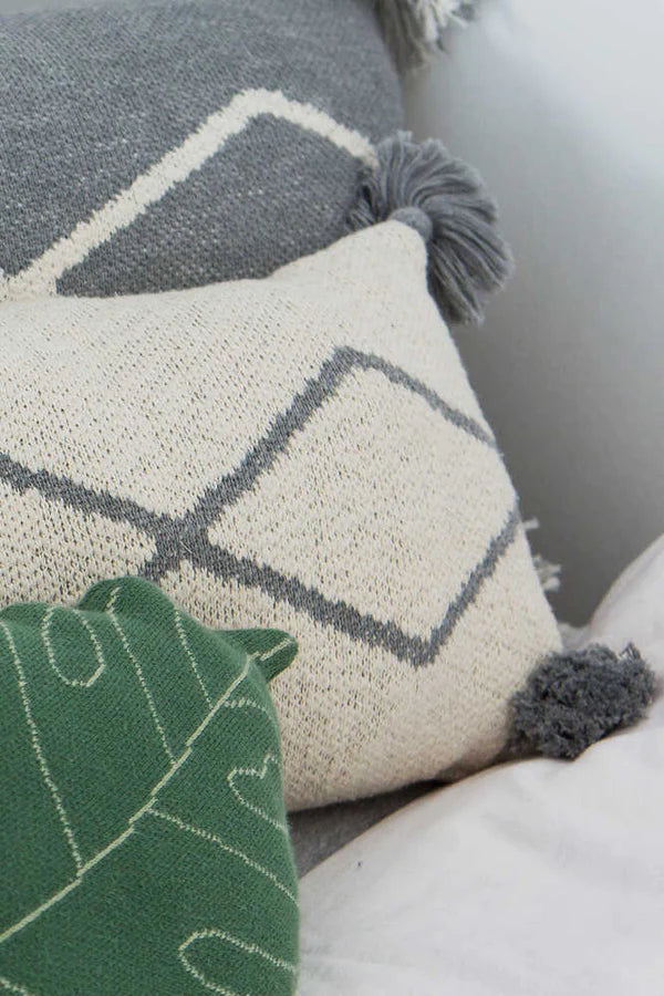 KNITTED CUSHION LITTLE OASIS NATURAL - GREY  Little Wonder & Co   