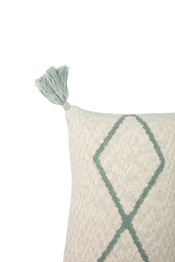 KNITTED CUSHION LITTLE OASIS NATURAL - INDUS BLUE  Little Wonder & Co   