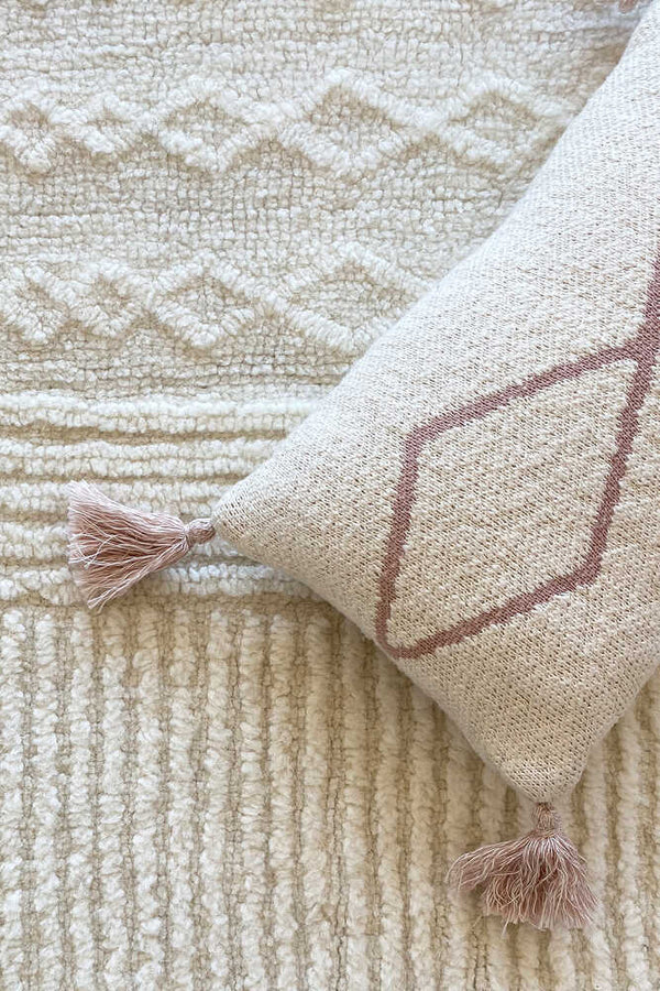 KNITTED CUSHION LITTLE OASIS NATURAL - PALE PINK  Little Wonder & Co   