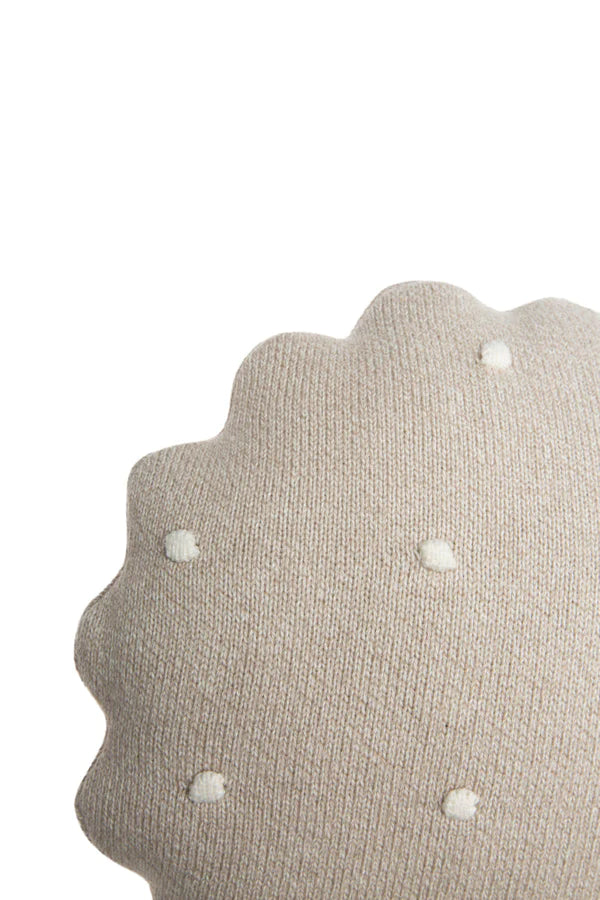 KNITTED CUSHION ROUND BISCUIT DUNE WHITE  Little Wonder & Co   