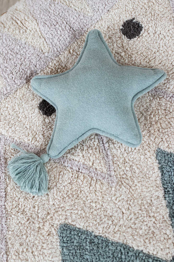 KNITTED CUSHION TWINKLE STAR INDUS BLUE  Little Wonder & Co   