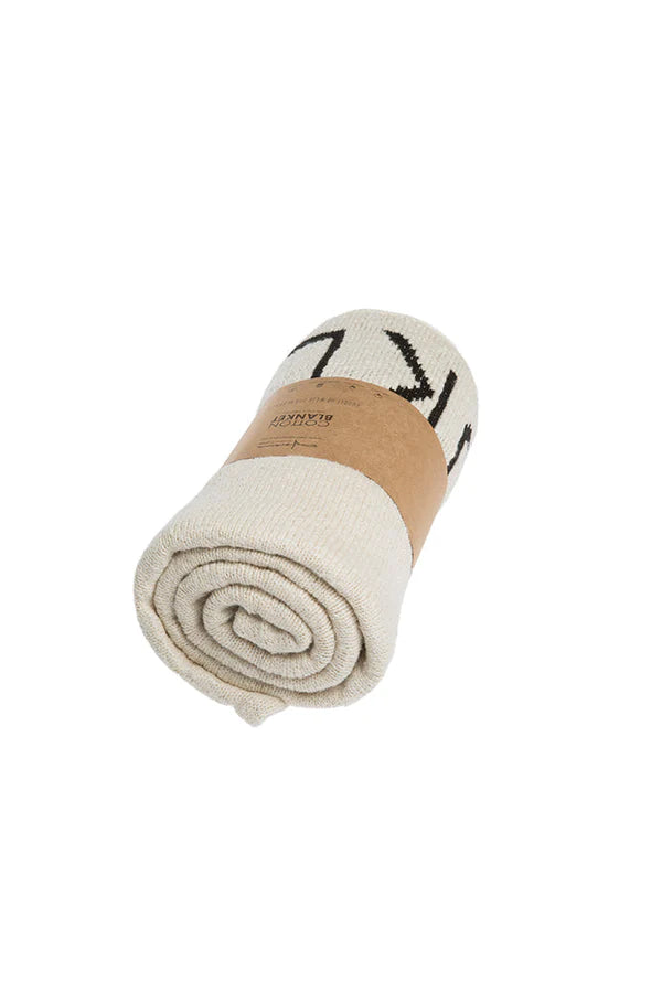 KNITTED THROW ABC NATURALBLACK  Little Wonder & Co   