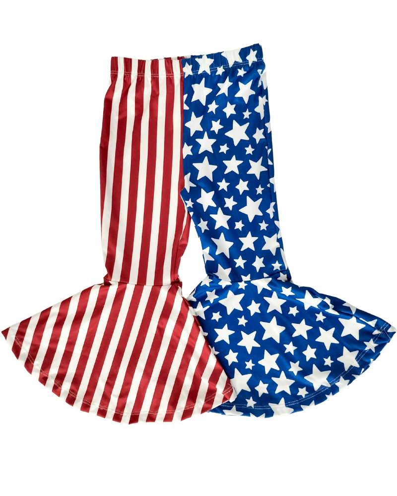 PREORDER! Keely Exaggerated Bell Bottoms - Patriotic Stars & Stripes