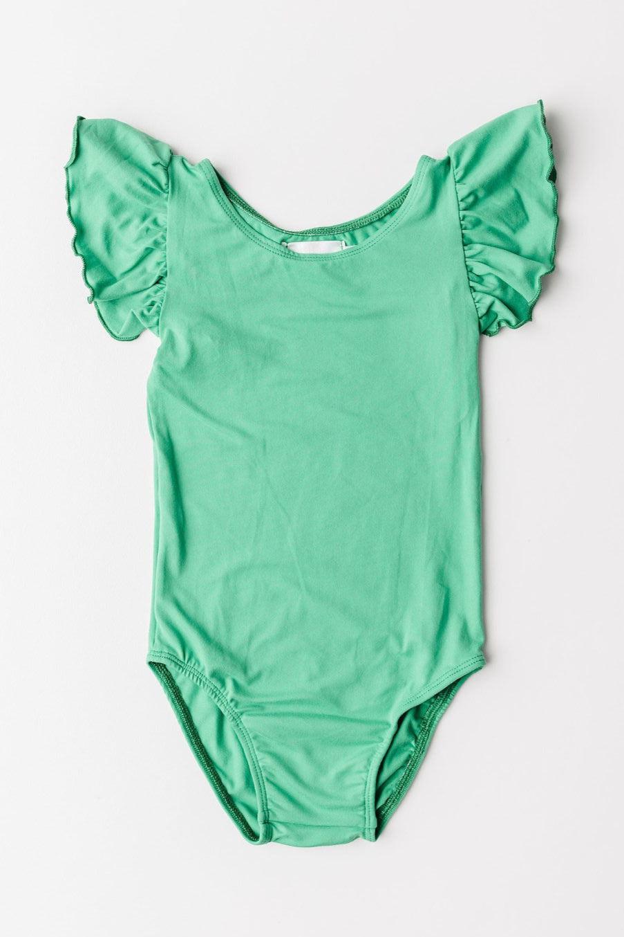 Kelly Green S/S Flutter Sleeve Leotard