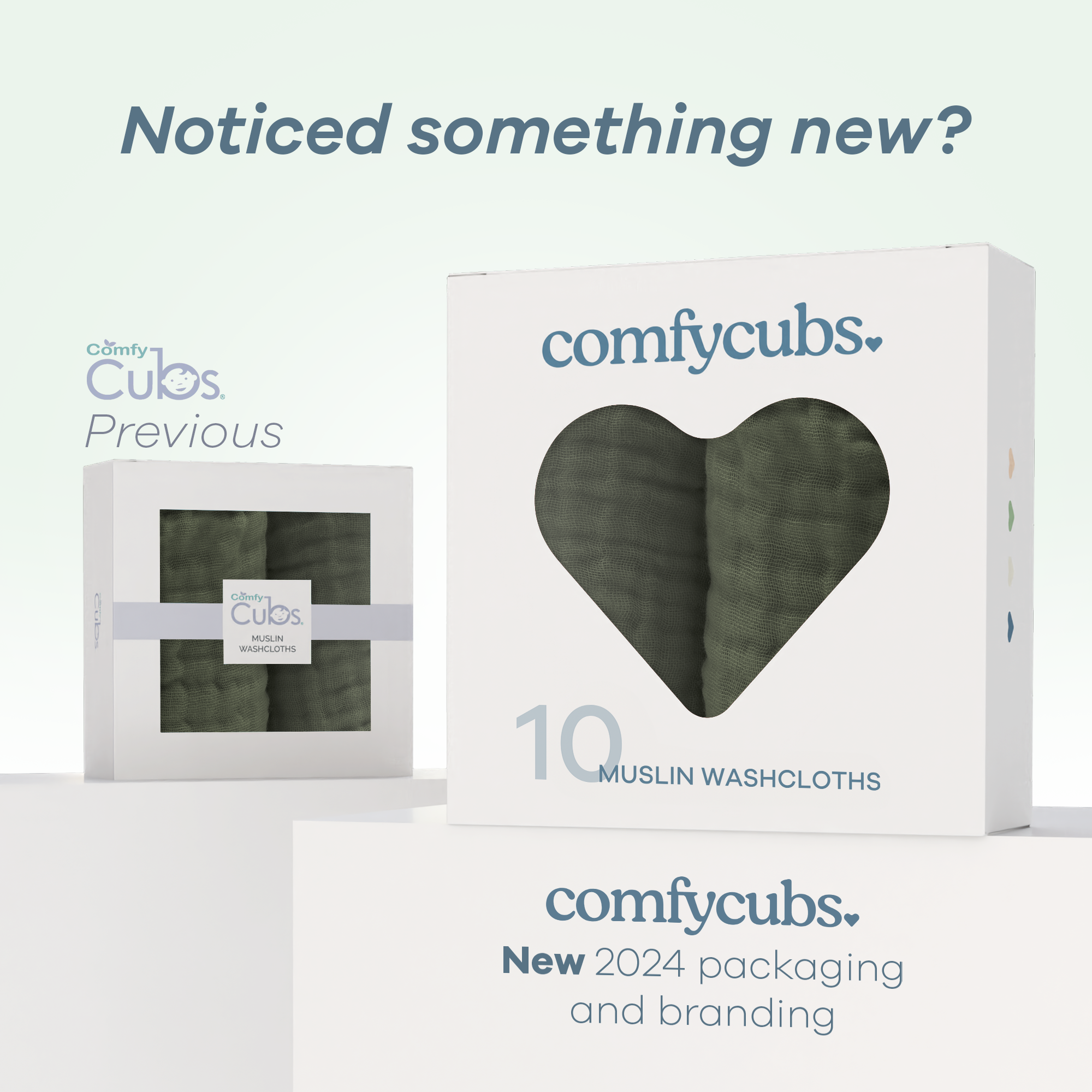 Muslin Washcloths by Comfy Cubs - Kelp