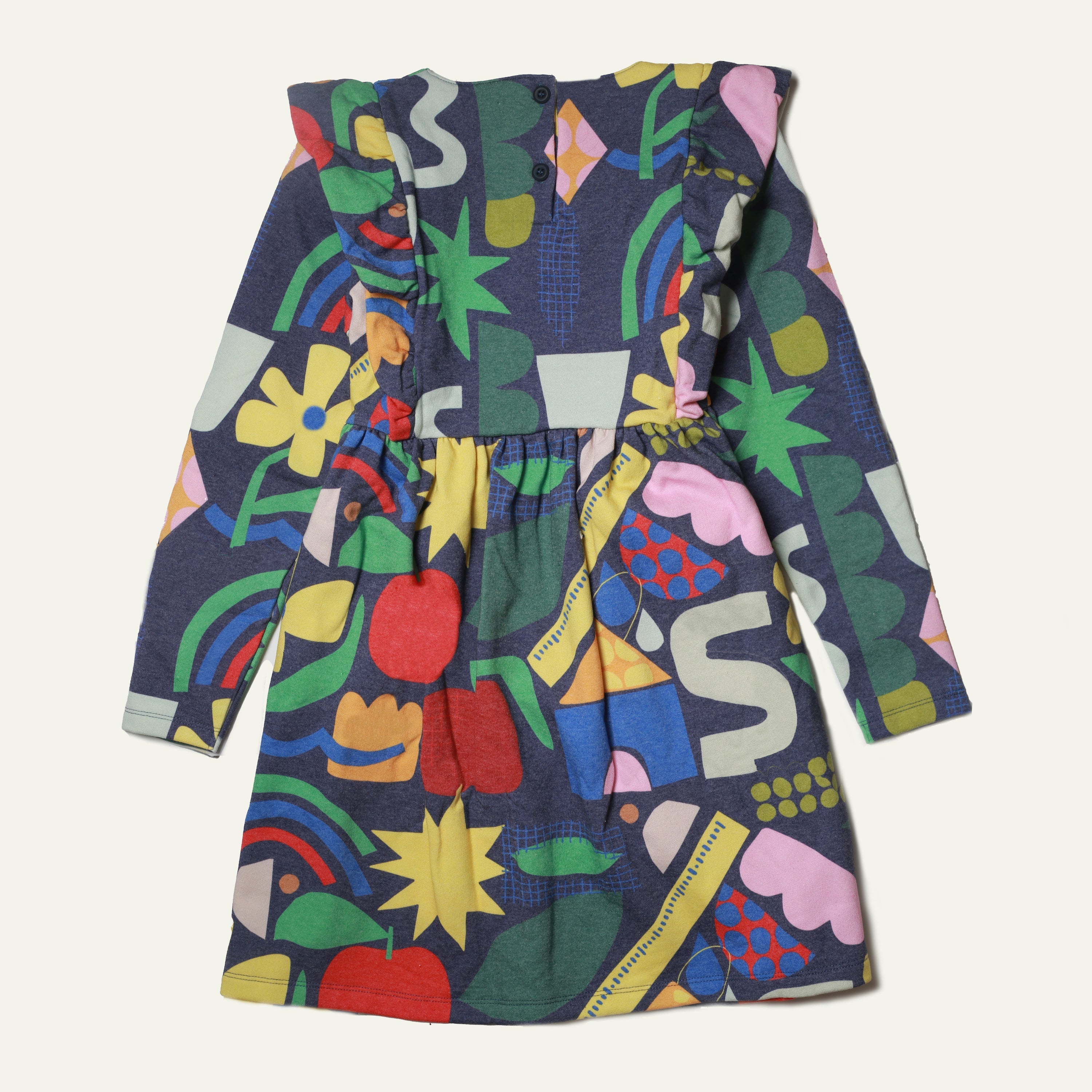 Recycled Cotton Pattern Kid Ruffle Dress
