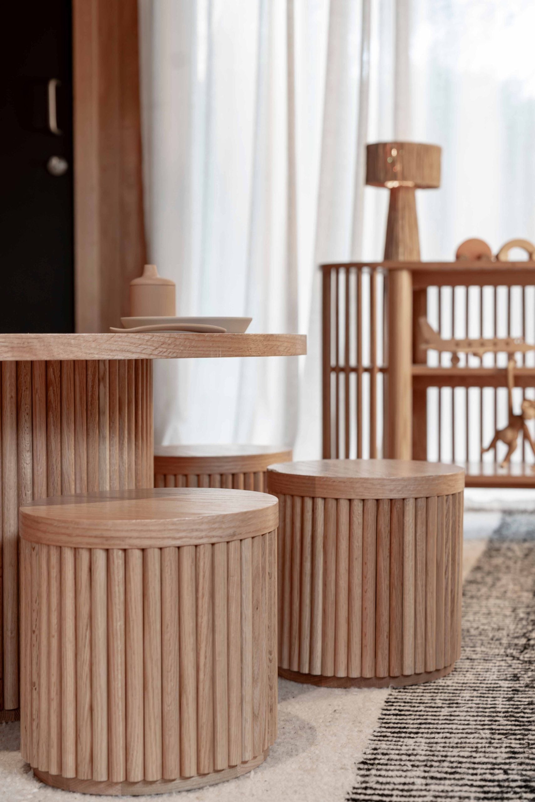 Fluted Round Stool