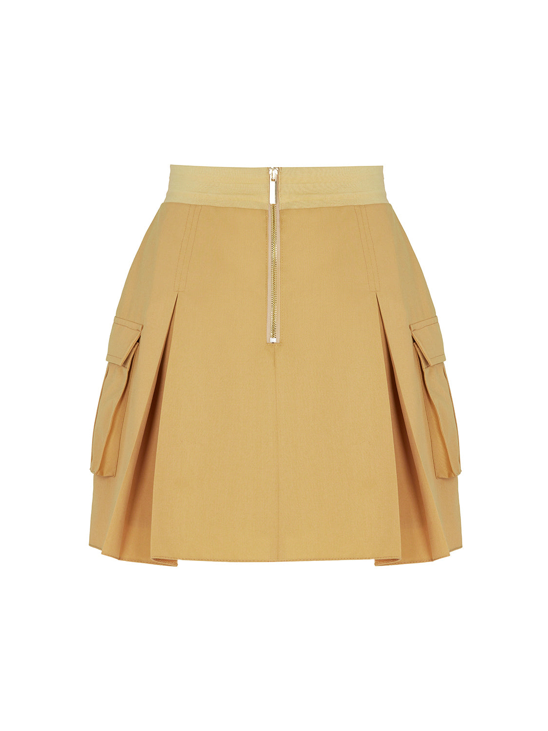 High-Waisted Ribbed Mini Skirt - Camel