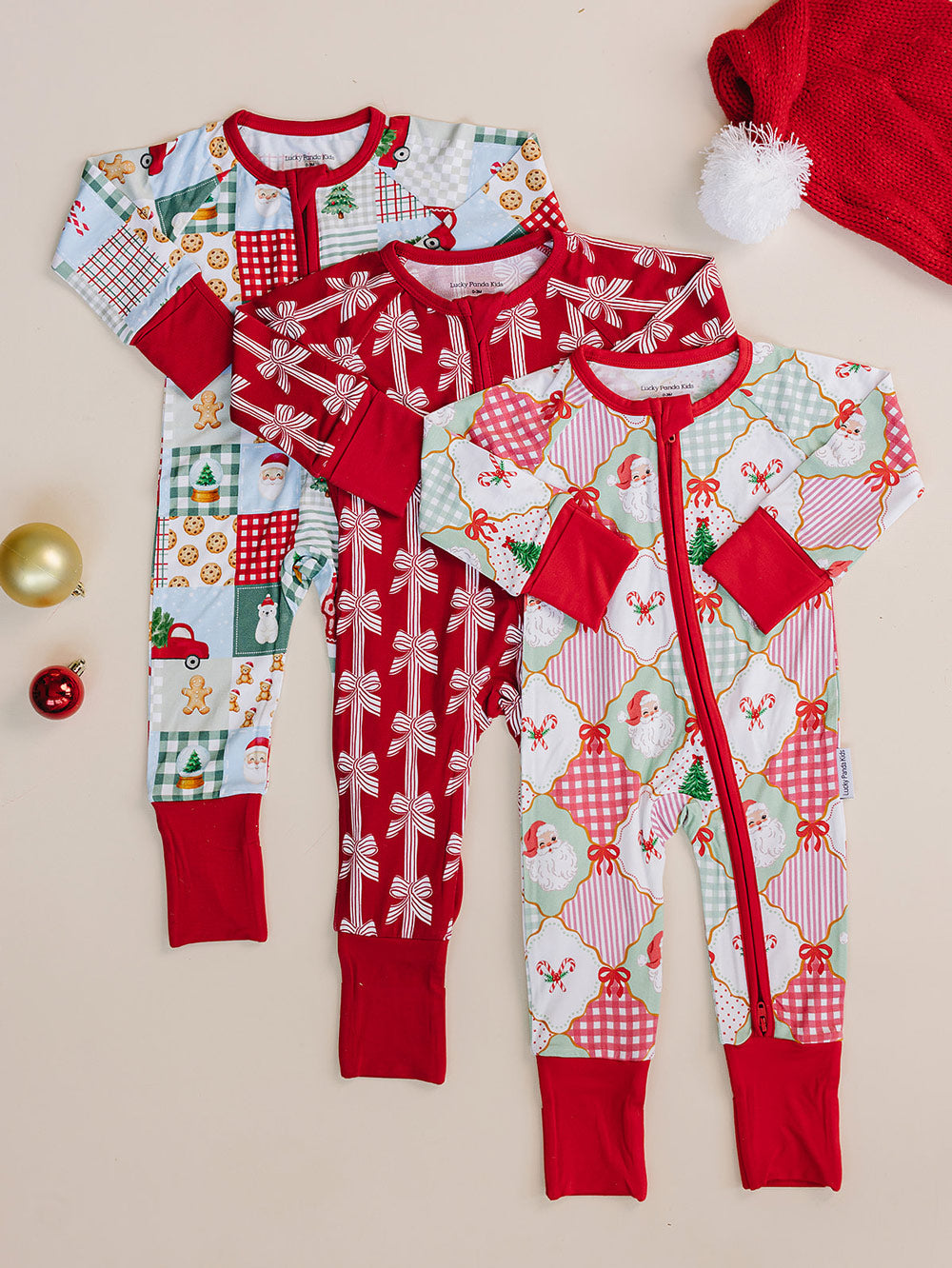 Bamboo Zip Romper | Red Bows