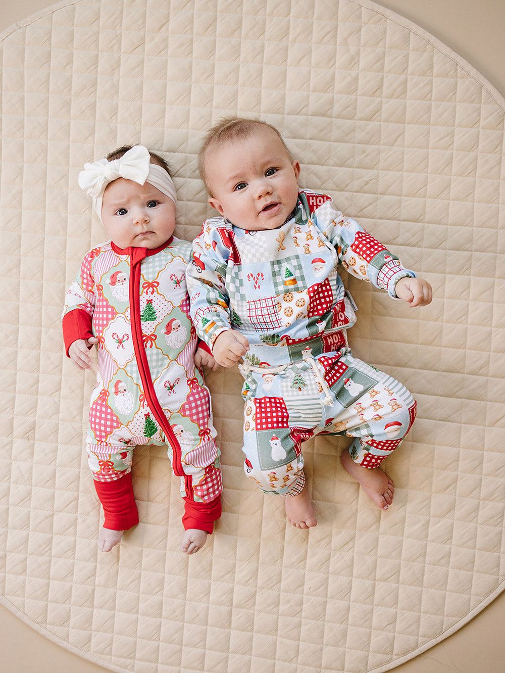 Bamboo Zip Romper | Santa Patchwork