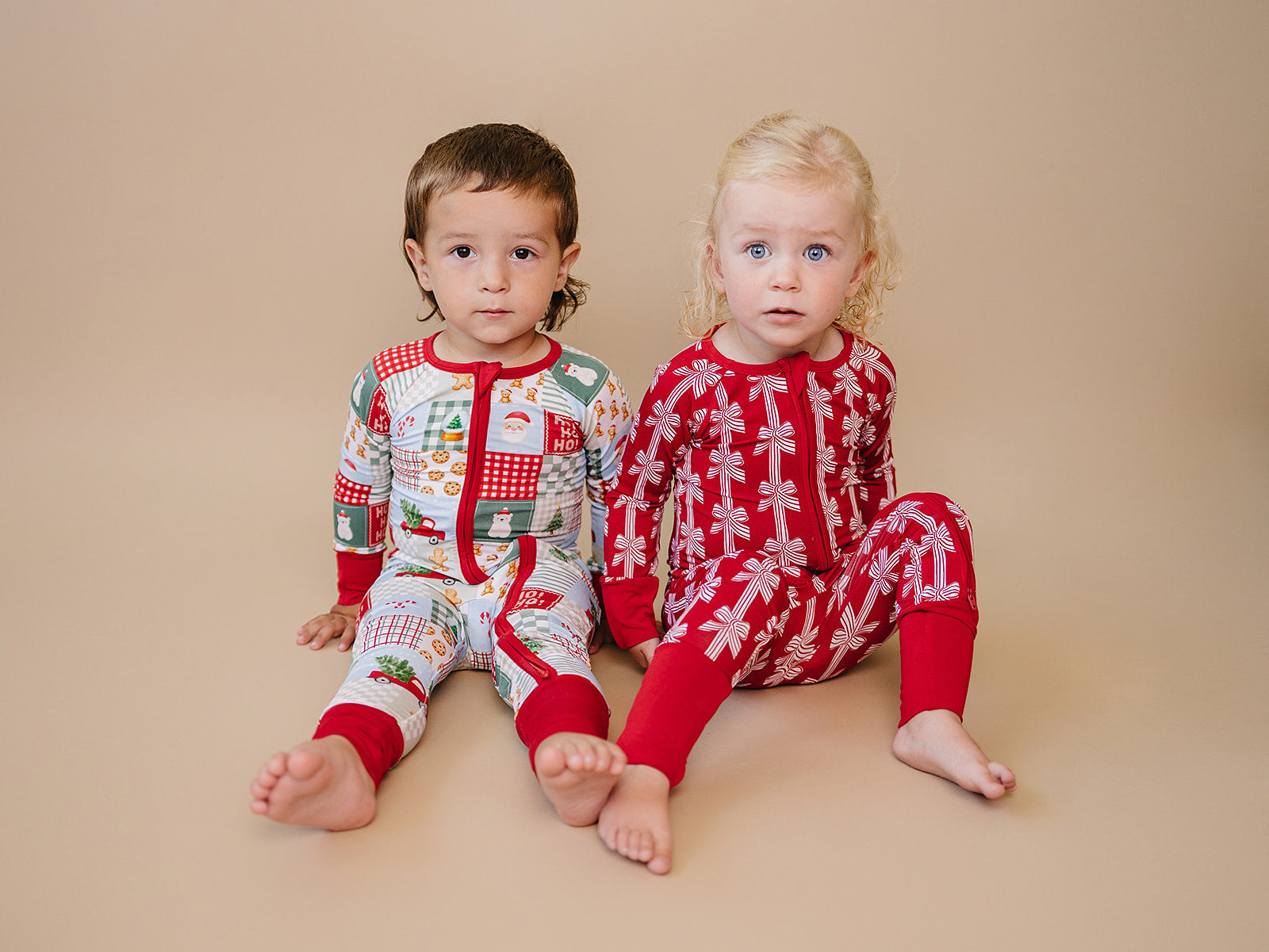 Bamboo Zip Romper | Red Bows