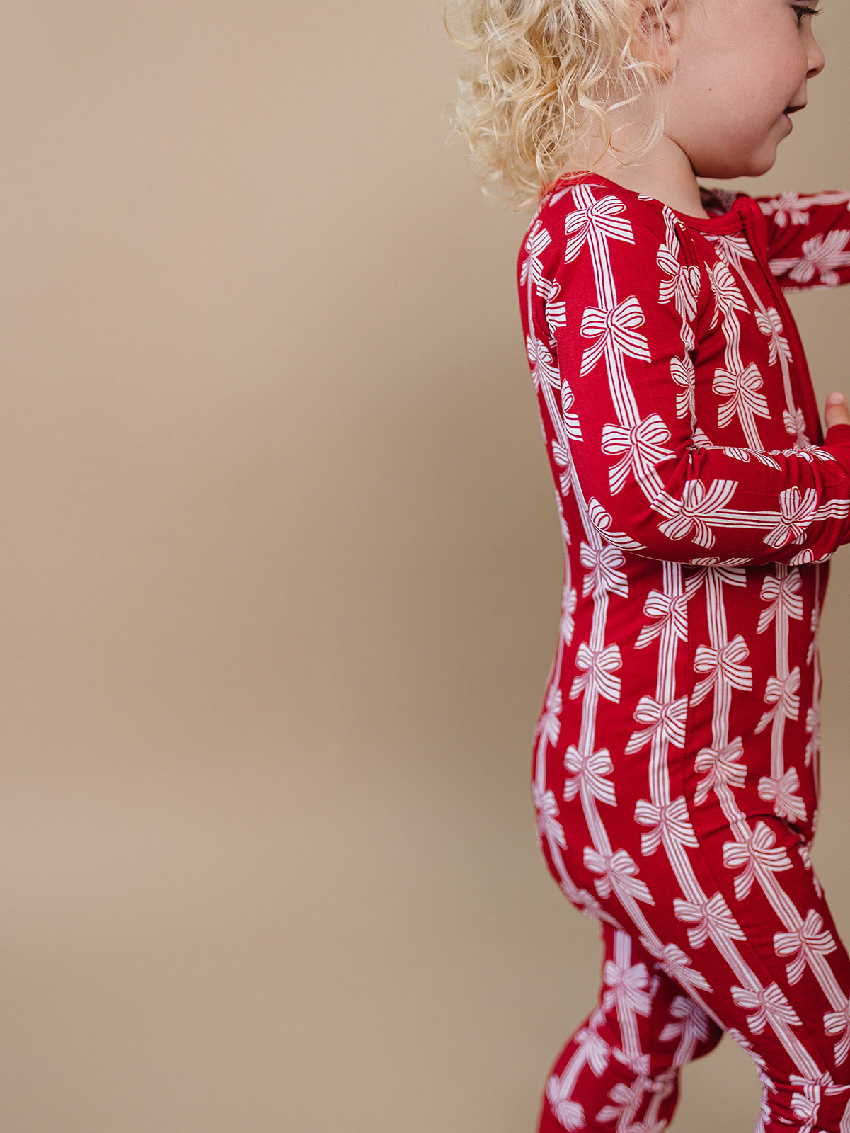 Bamboo Zip Romper | Red Bows