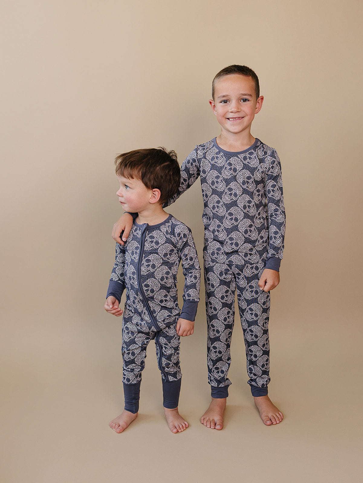 Bamboo Zip Romper | Leopard Skull