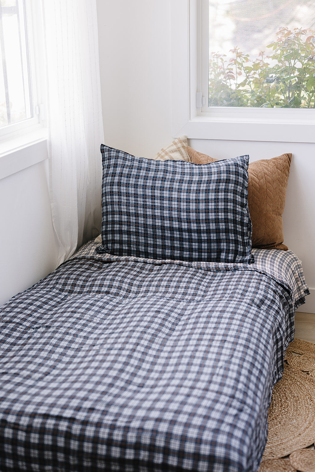 Vintage Plaid + Navy Plaid Twin Muslin Quilt