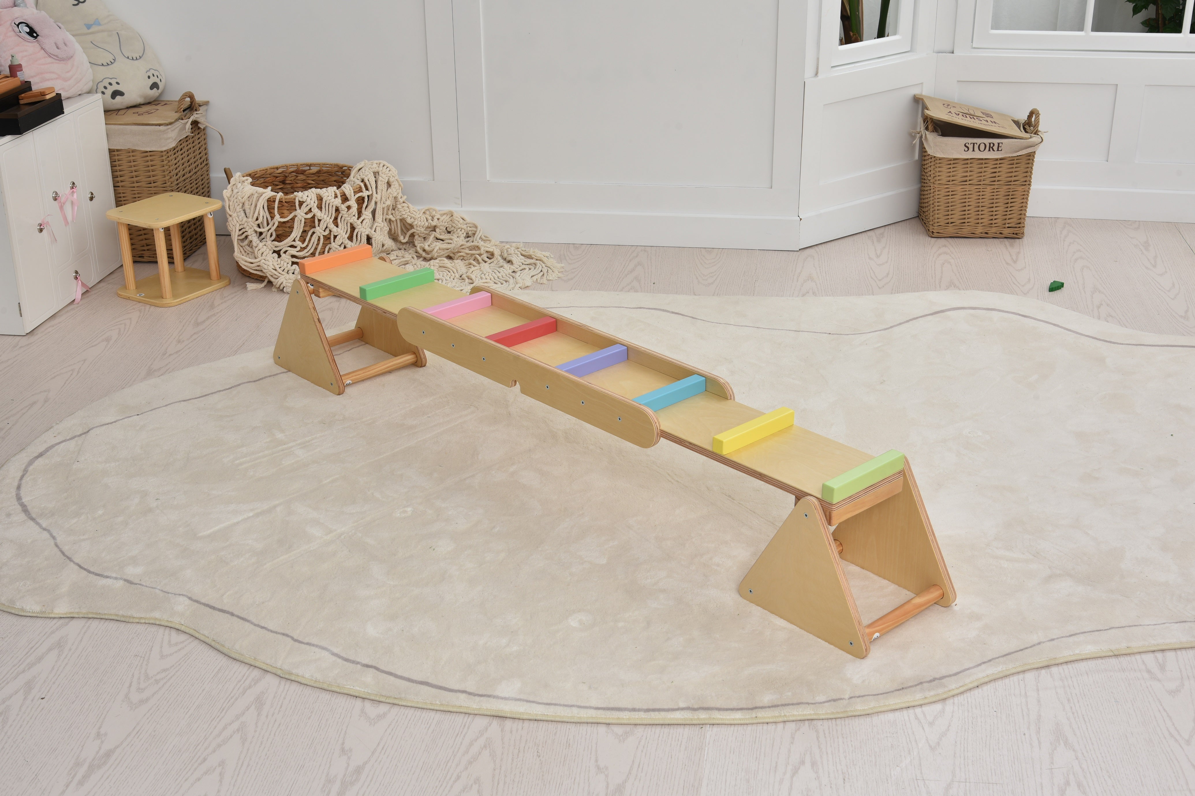 Willow- Rainbow Seesaw and Balance Beam Indoor Avenlur.com   