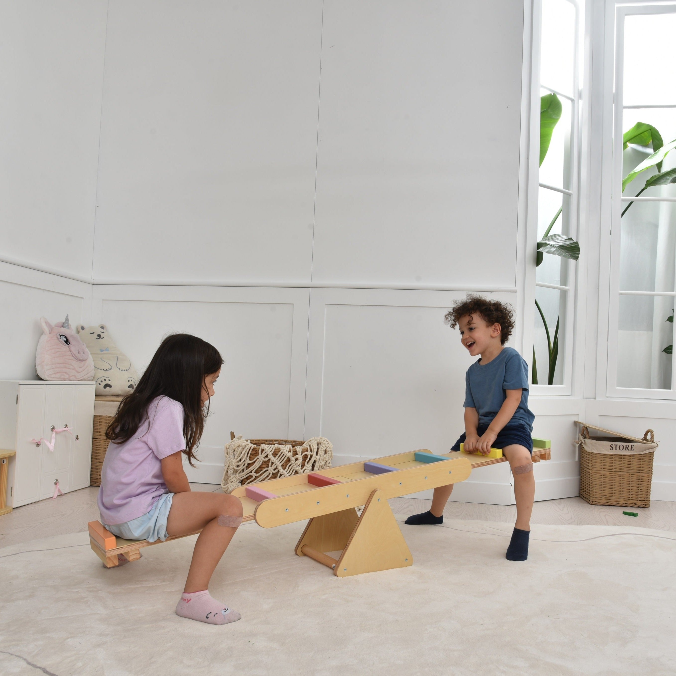 Willow- Rainbow Seesaw and Balance Beam Indoor Avenlur.com   