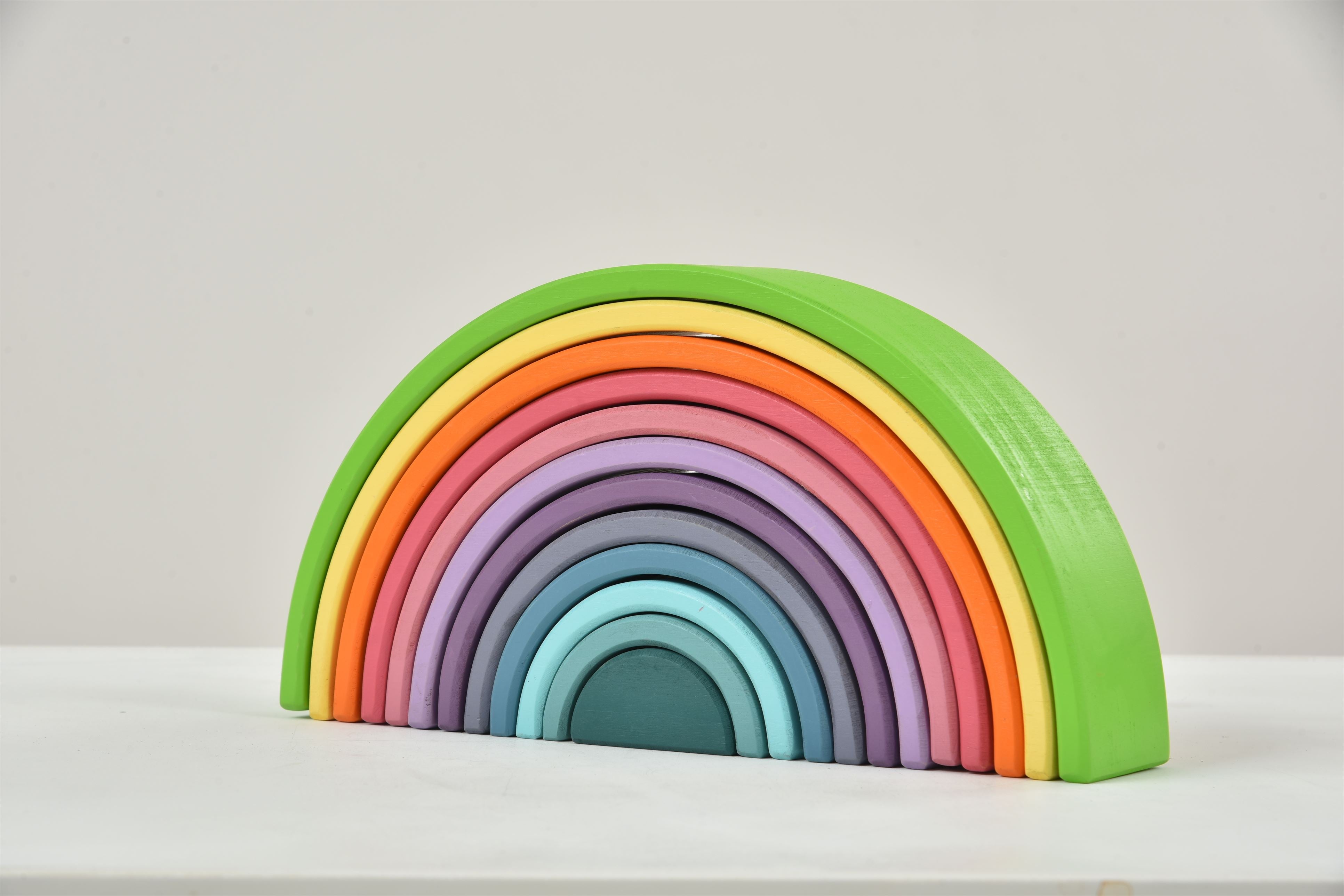 Wooden Rainbow Stacker Blocks Indoor Avenlur.com   