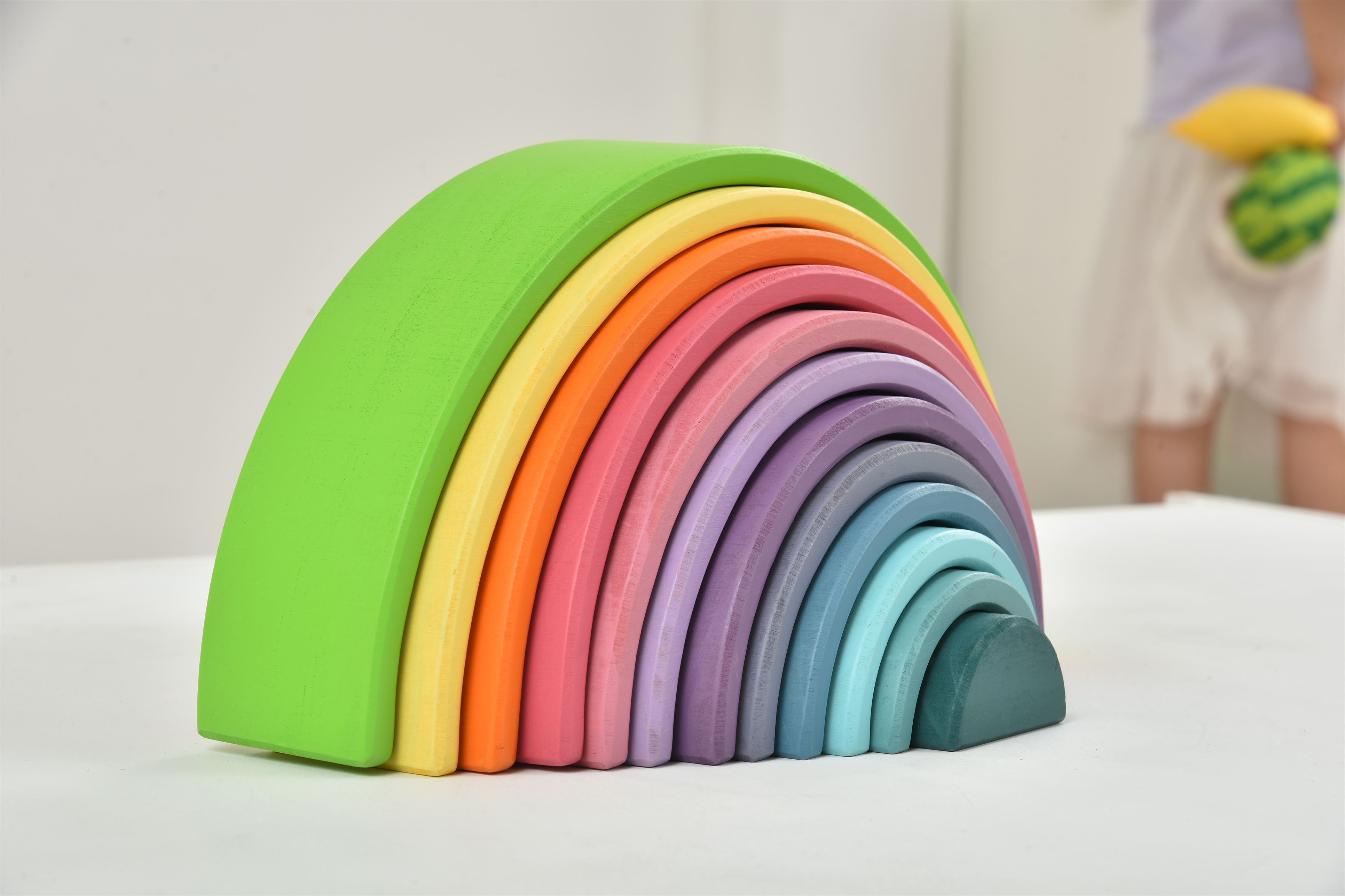 Wooden Rainbow Stacker Blocks Indoor Avenlur.com   