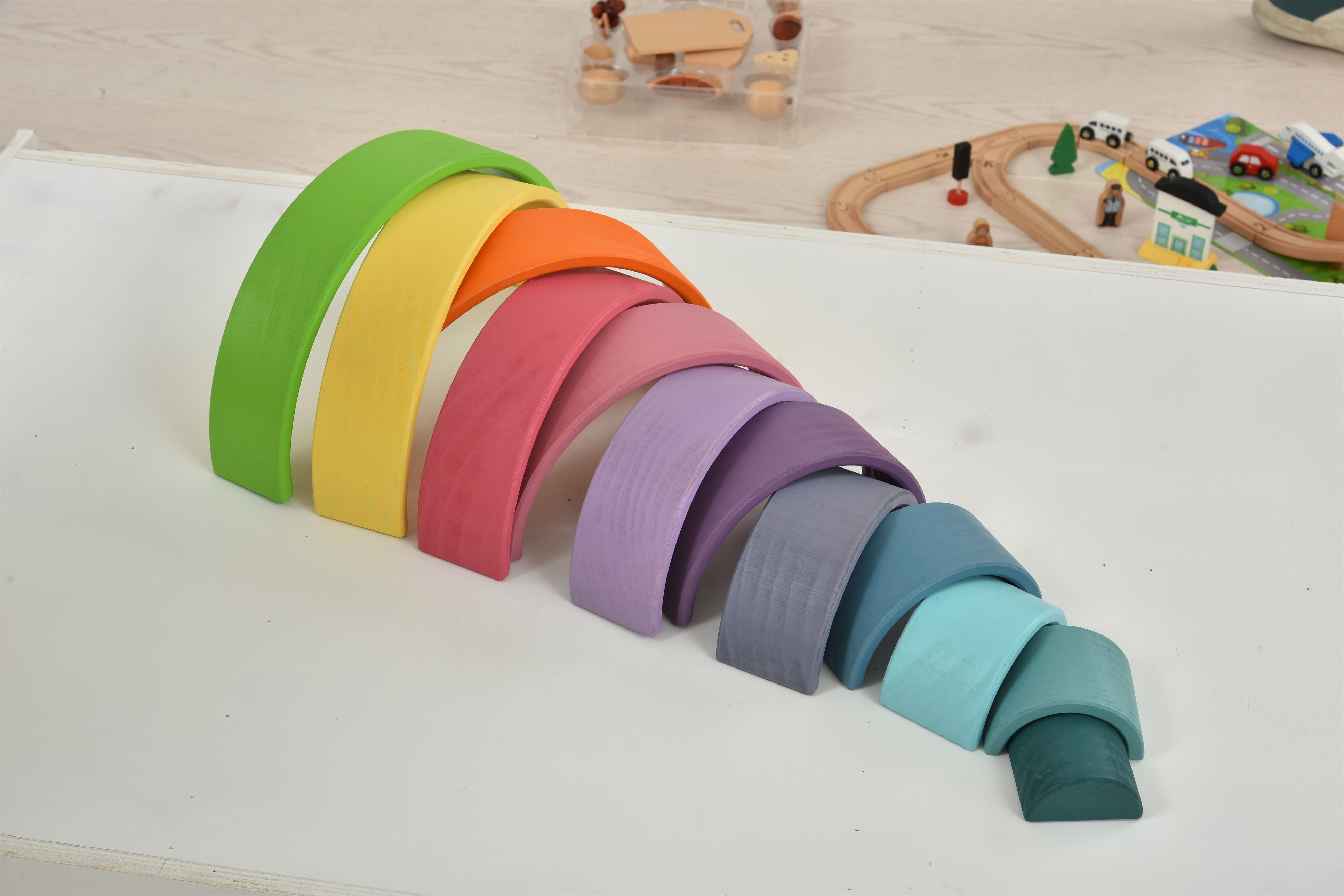 Wooden Rainbow Stacker Blocks Indoor Avenlur.com   