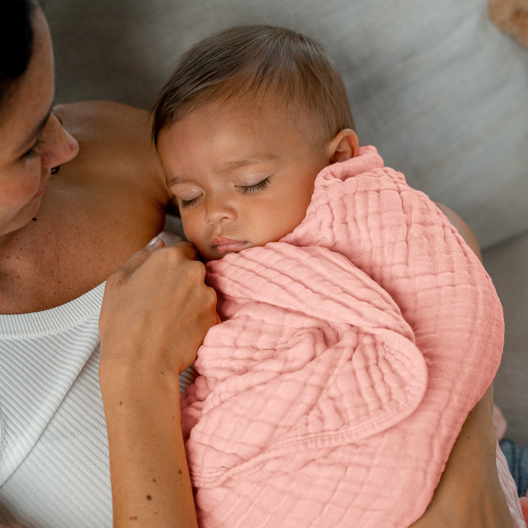 Baby Muslin Blanket by Comfy Cubs in Lace Pink