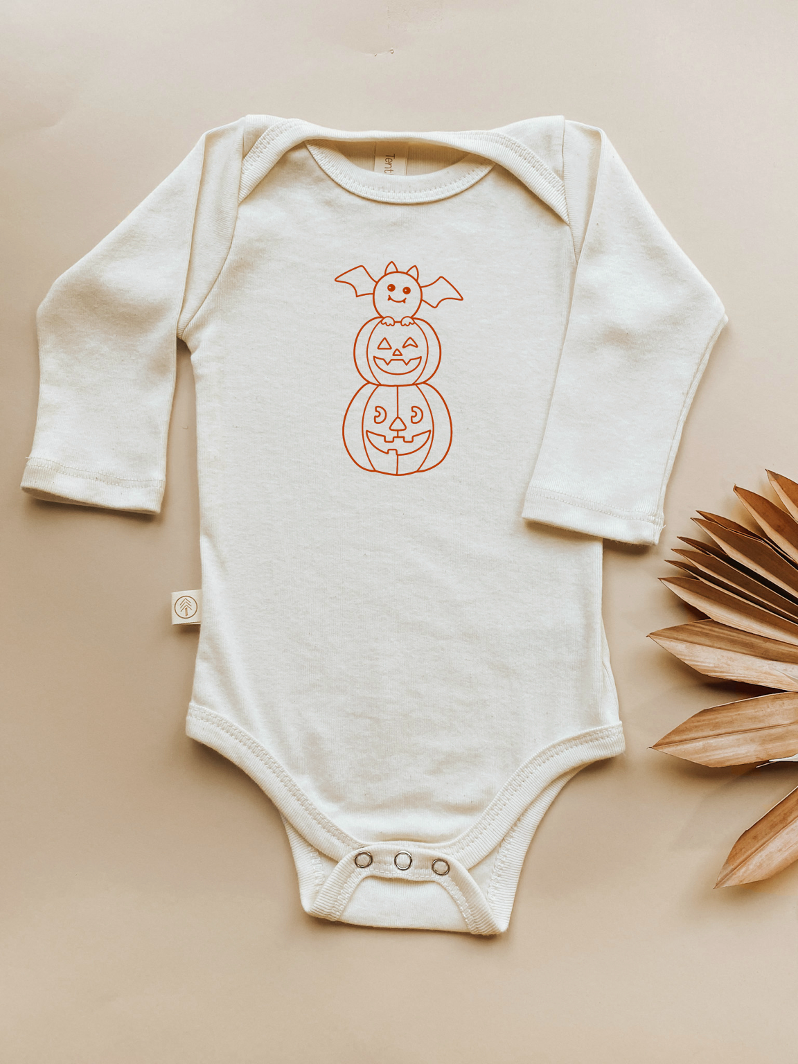 Pumpkin Stack Bat - Long Sleeve Organic Cotton Bodysuit