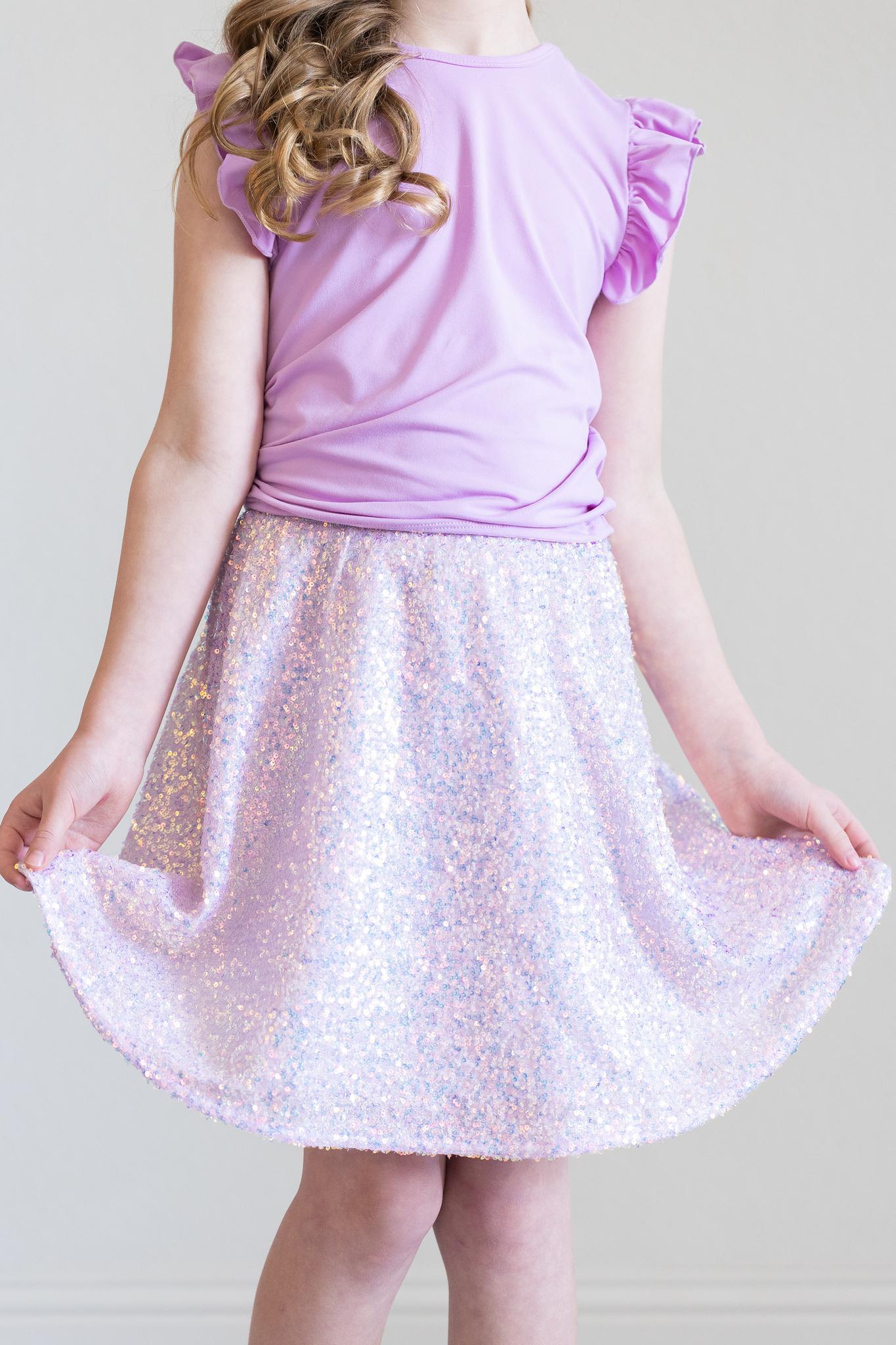 Lavender Sequin Twirl Skort