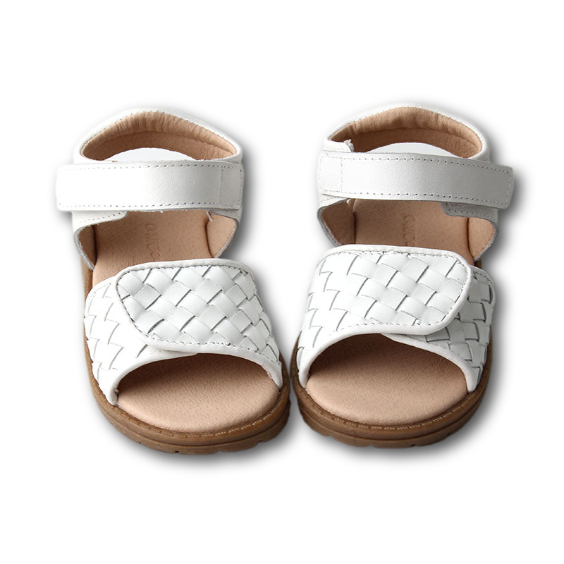 Leather Woven Sandal | Color 'Cotton' | Hard Sole  Consciously Baby   