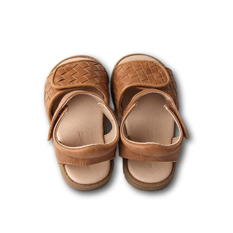 Leather Woven Sandal | Color 'Walnut' | Hard Sole  Consciously Baby   