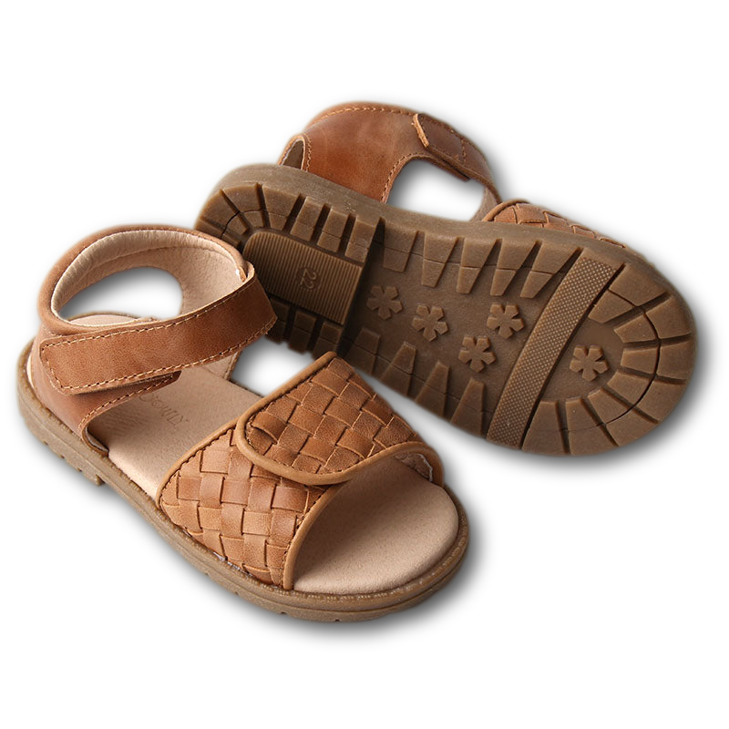 Leather Woven Sandal | Color 'Walnut' | Hard Sole  Consciously Baby   
