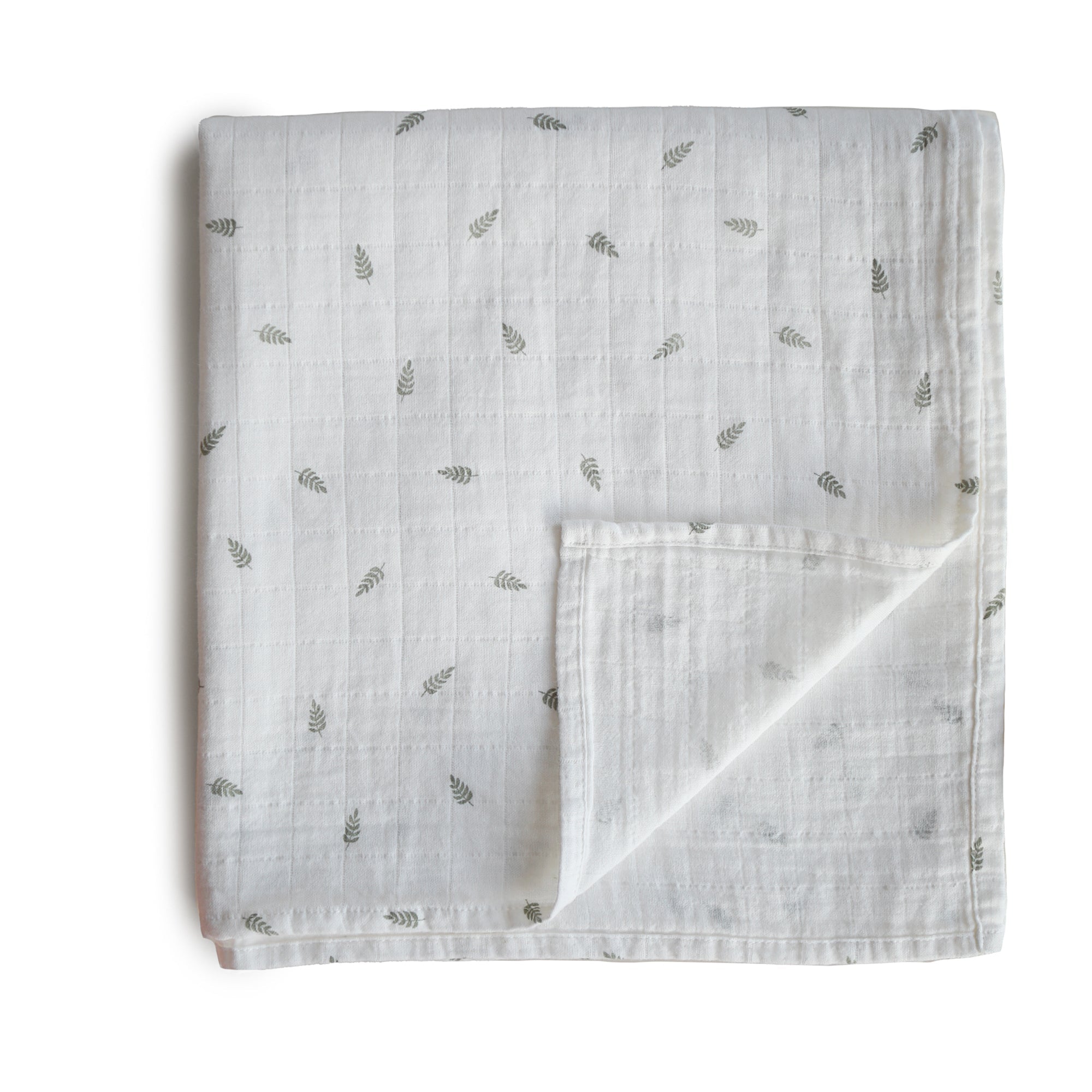 Organic Cotton Muslin Swaddle Blanket Swaddle Mushie Leaves  