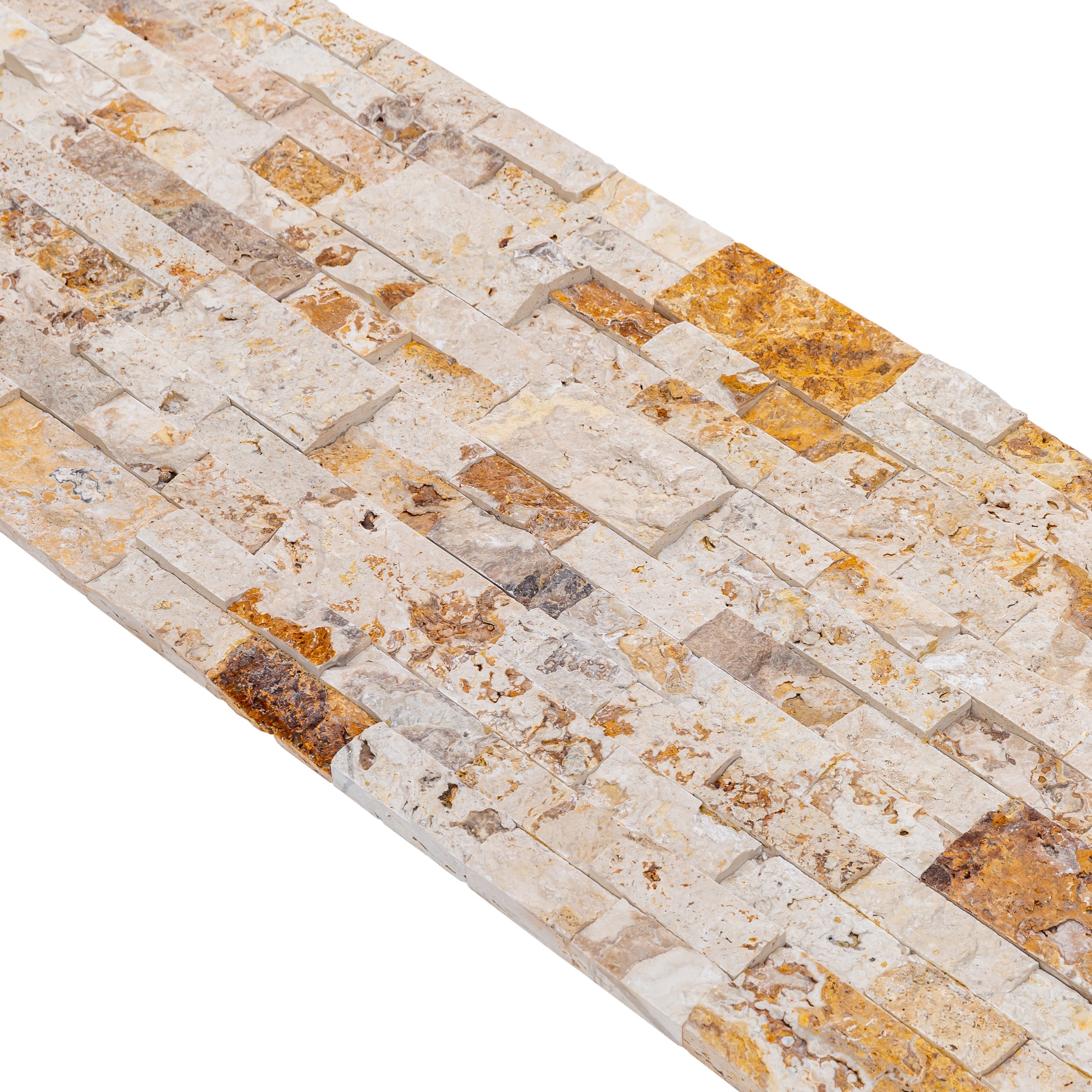 Leonardo Onyx Ledger 3D Panel 6"x24" Split-face Natural Travertine Wall Tile - Belair Collection