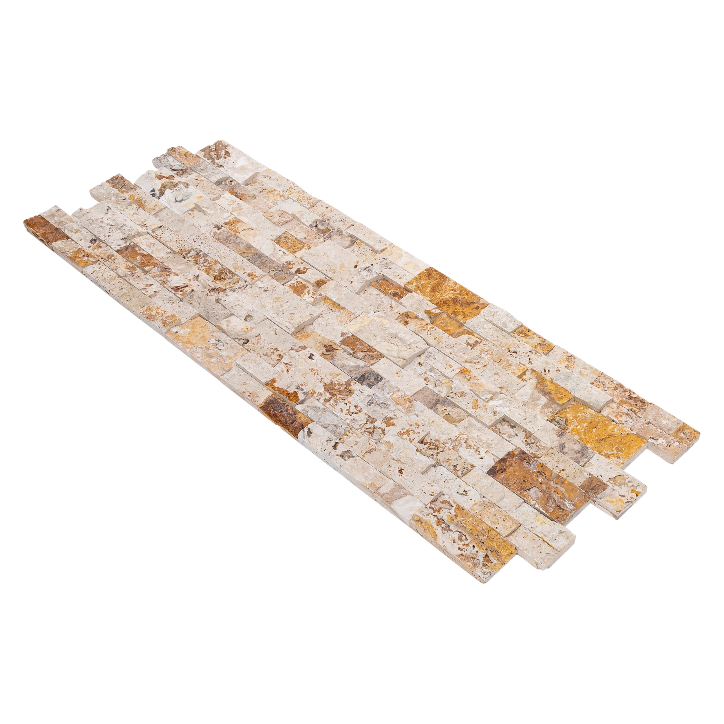Leonardo Onyx Ledger 3D Panel 6"x24" Split-face Natural Travertine Wall Tile - Belair Collection
