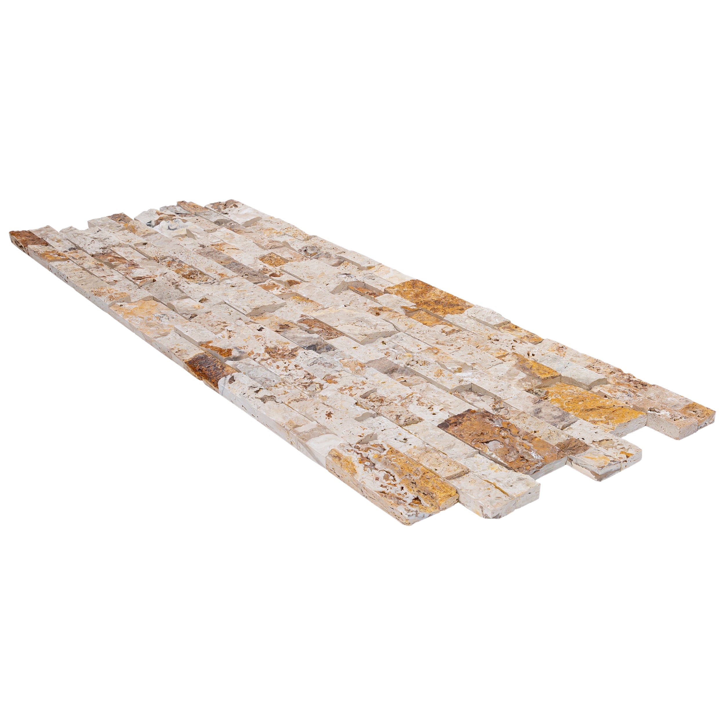 Leonardo Onyx Ledger 3D Panel 6"x24" Split-face Natural Travertine Wall Tile - Belair Collection