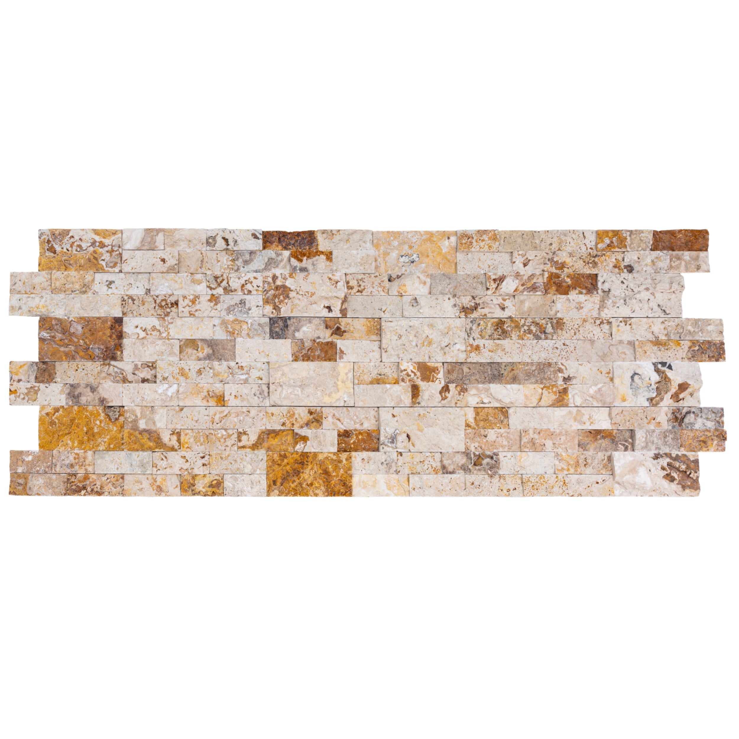 Leonardo Onyx Ledger 3D Panel 6"x24" Split-face Natural Travertine Wall Tile - Belair Collection
