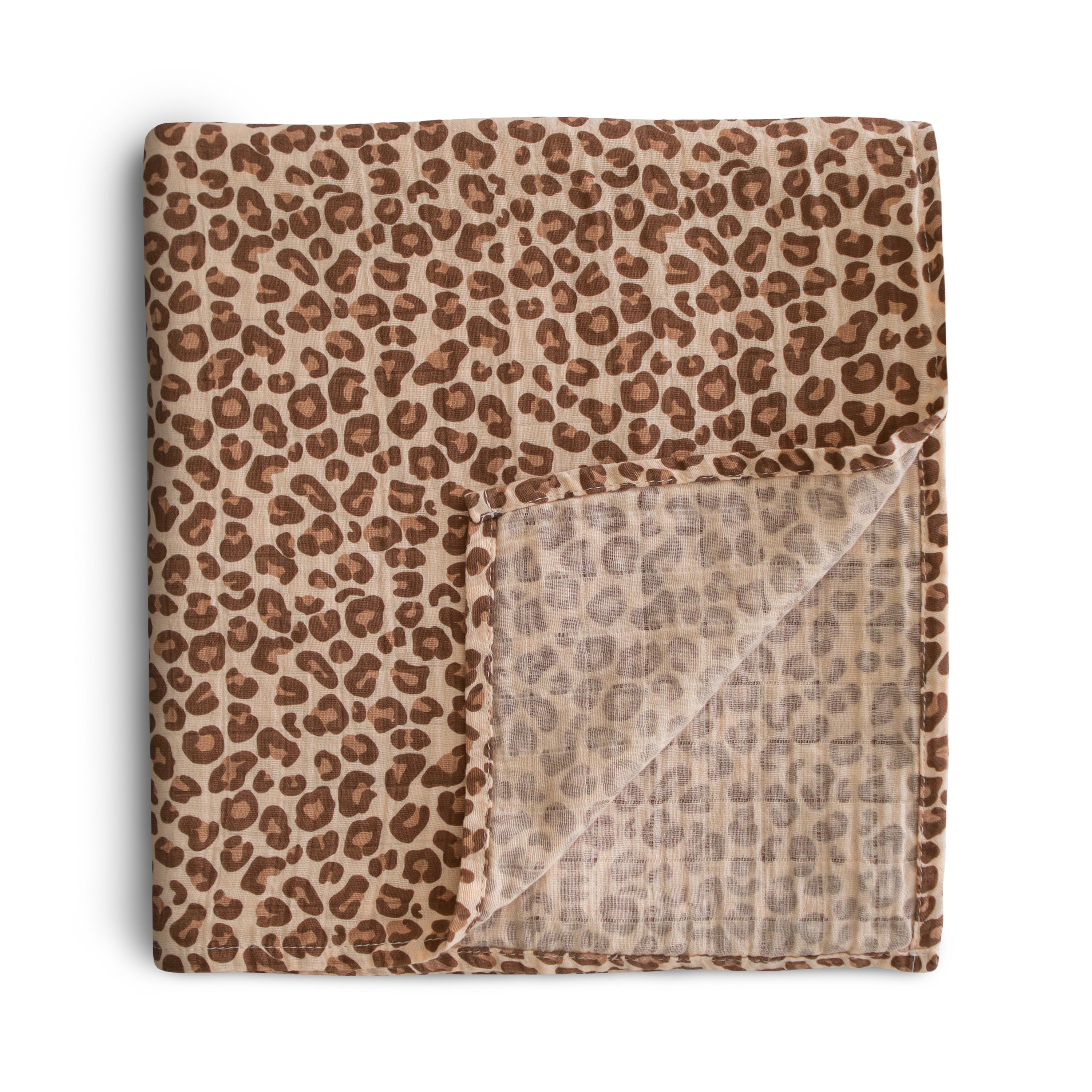 Organic Cotton Muslin Swaddle Blanket Swaddle Mushie Leopard  