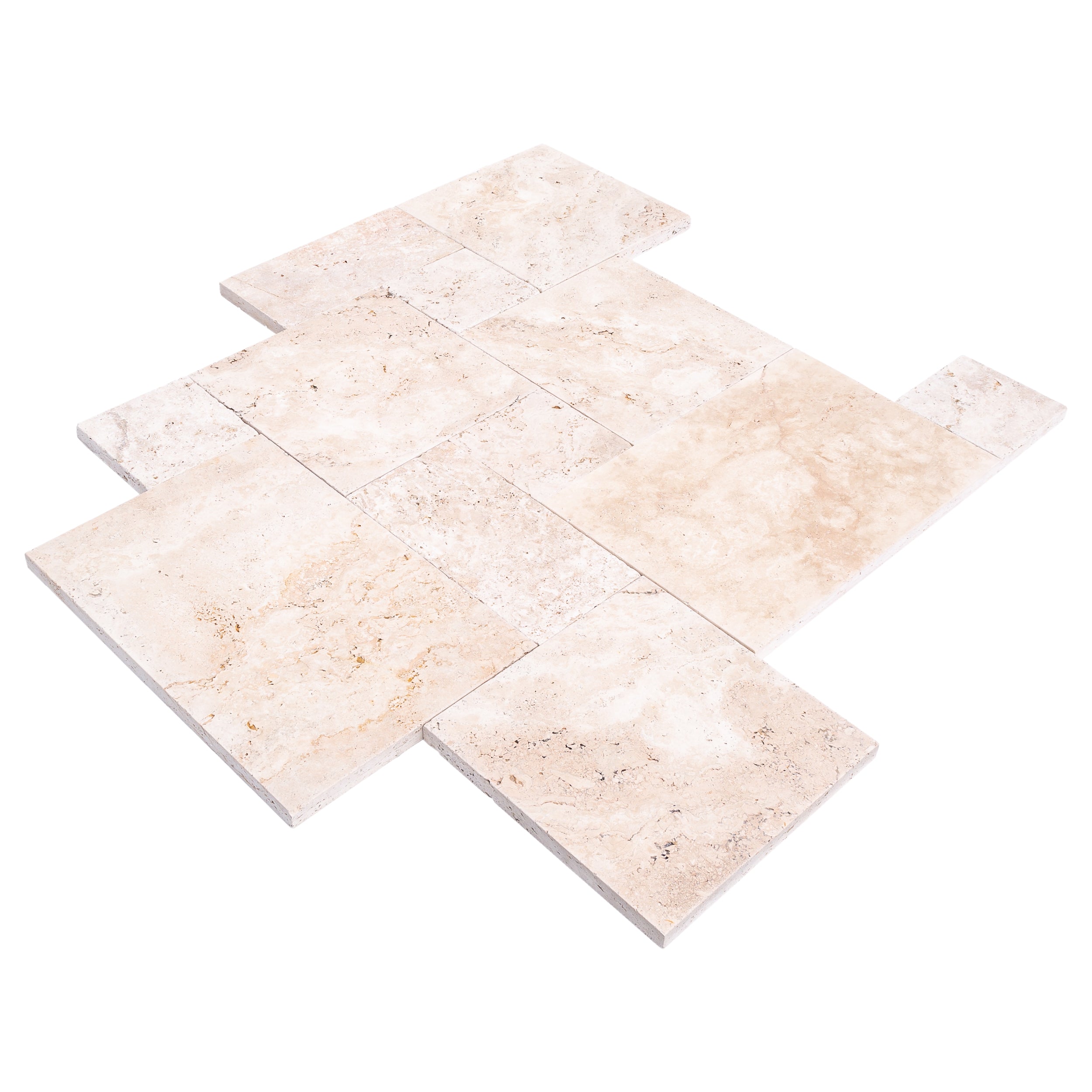 Travertine Light Antique Pattern Tumbled Pavers - Belair Collection