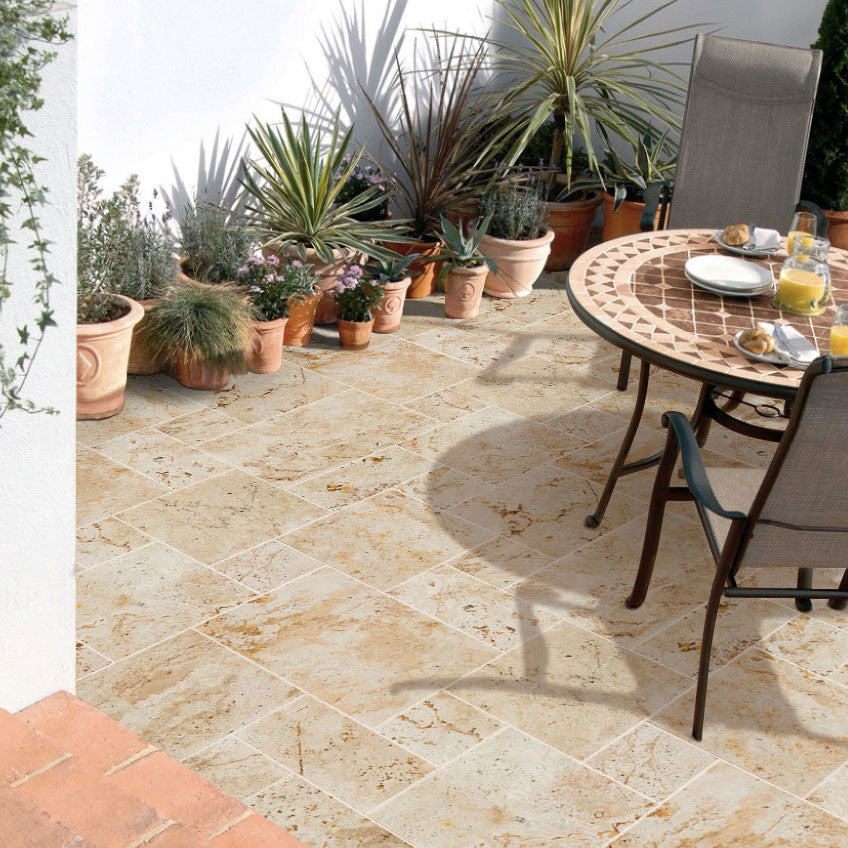 Travertine Light Antique Pattern Tumbled Pavers - Belair Collection