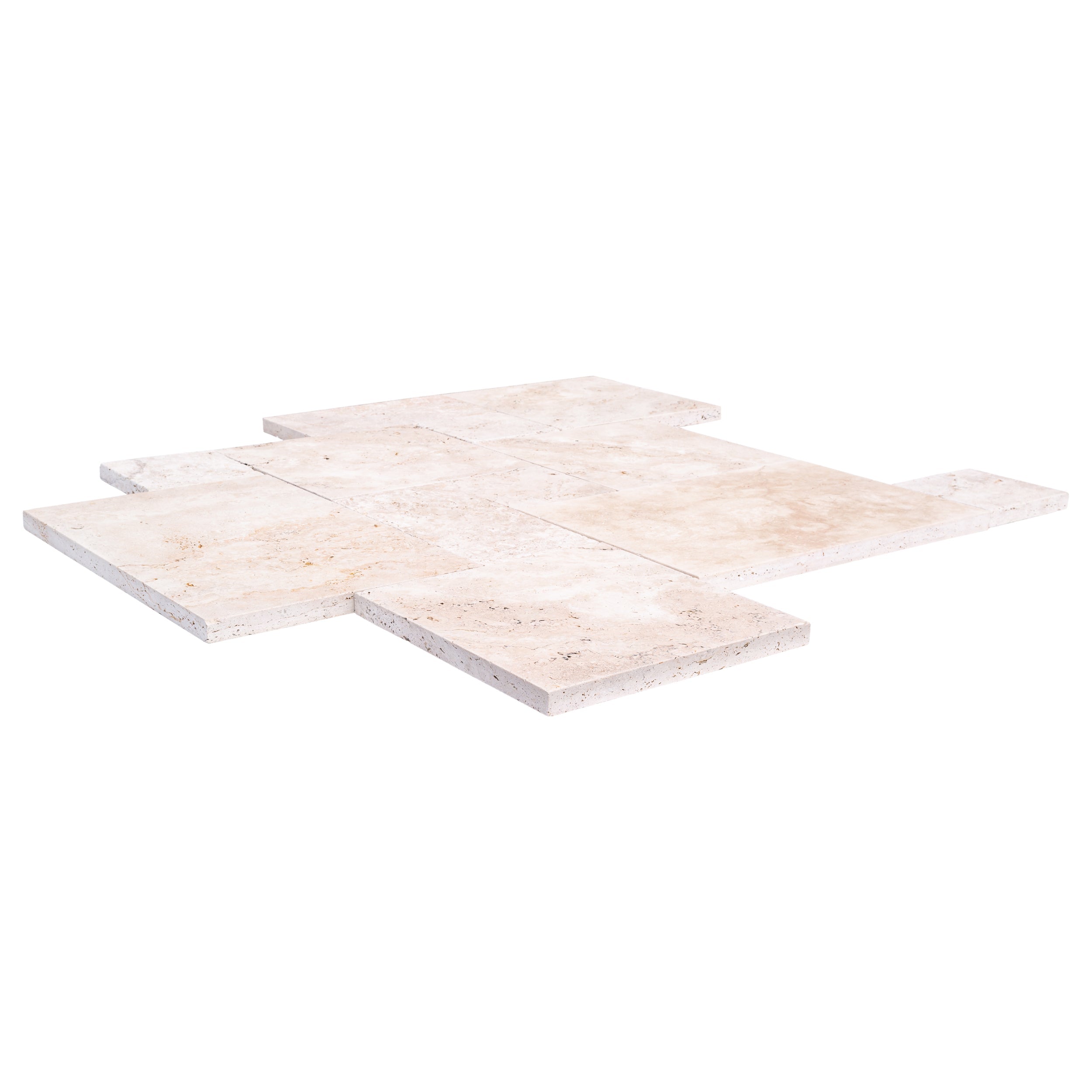 Travertine Light Antique Pattern Tumbled Pavers - Belair Collection