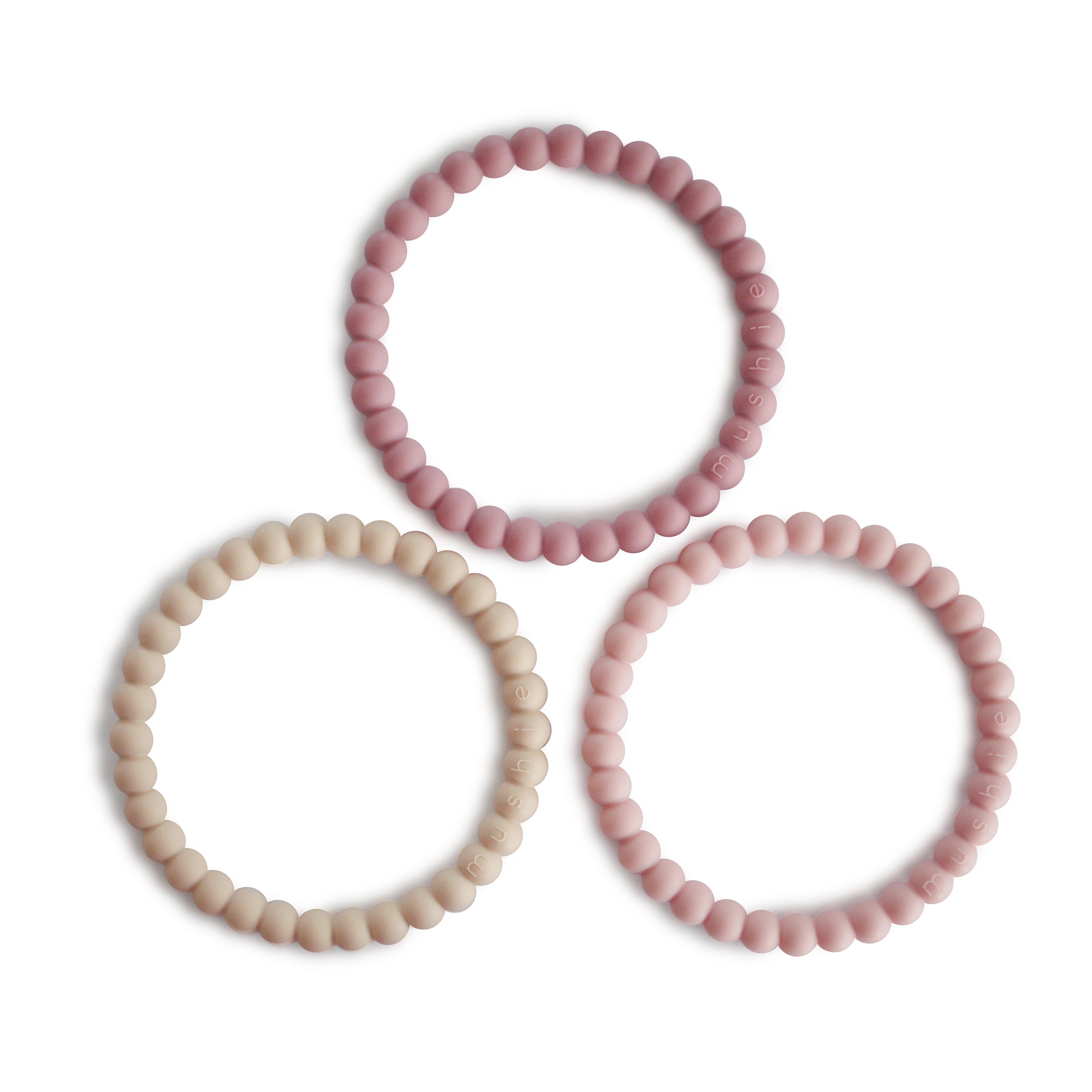 Pearl Teether Bracelet Pacifiers & Teethers Mushie Linen/Peony/Pale Pink  