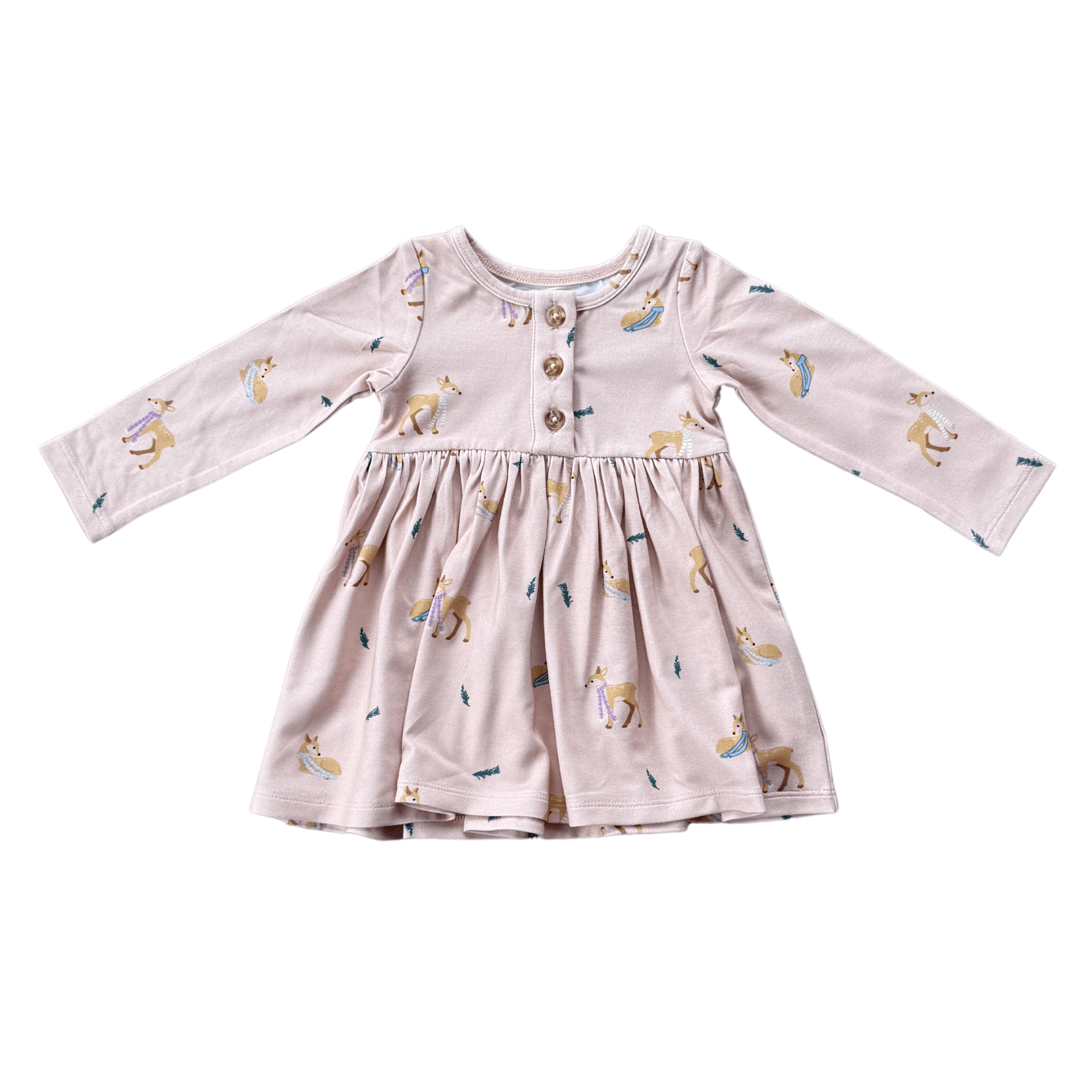 Girl's Long Sleeve Henley Dress