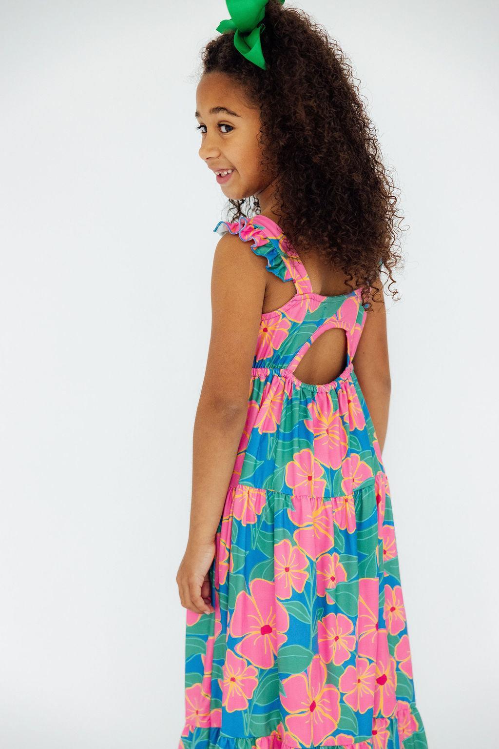 maxi dress for luau Luau Floral Ruffle Maxi Dress 11/12