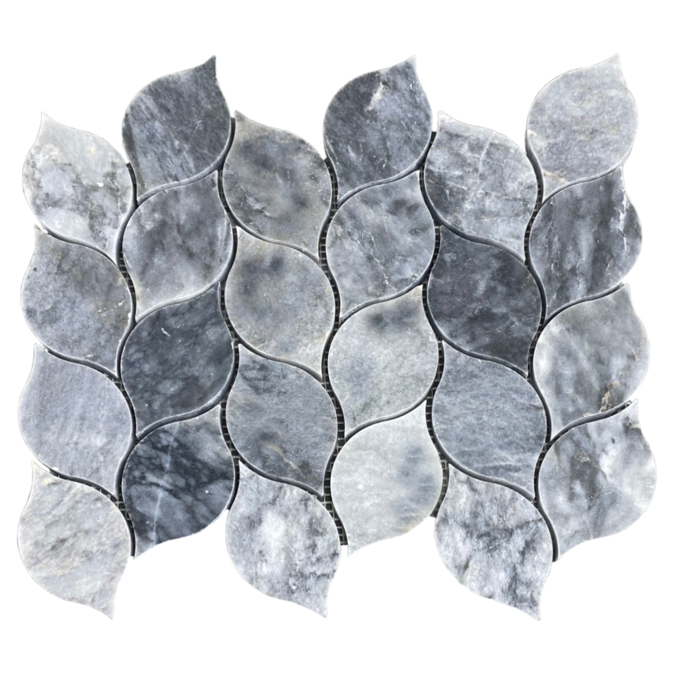 Luna Sky Marble Leaf on 12" x 12" Mesh Mosaic Tile - Belair Collection