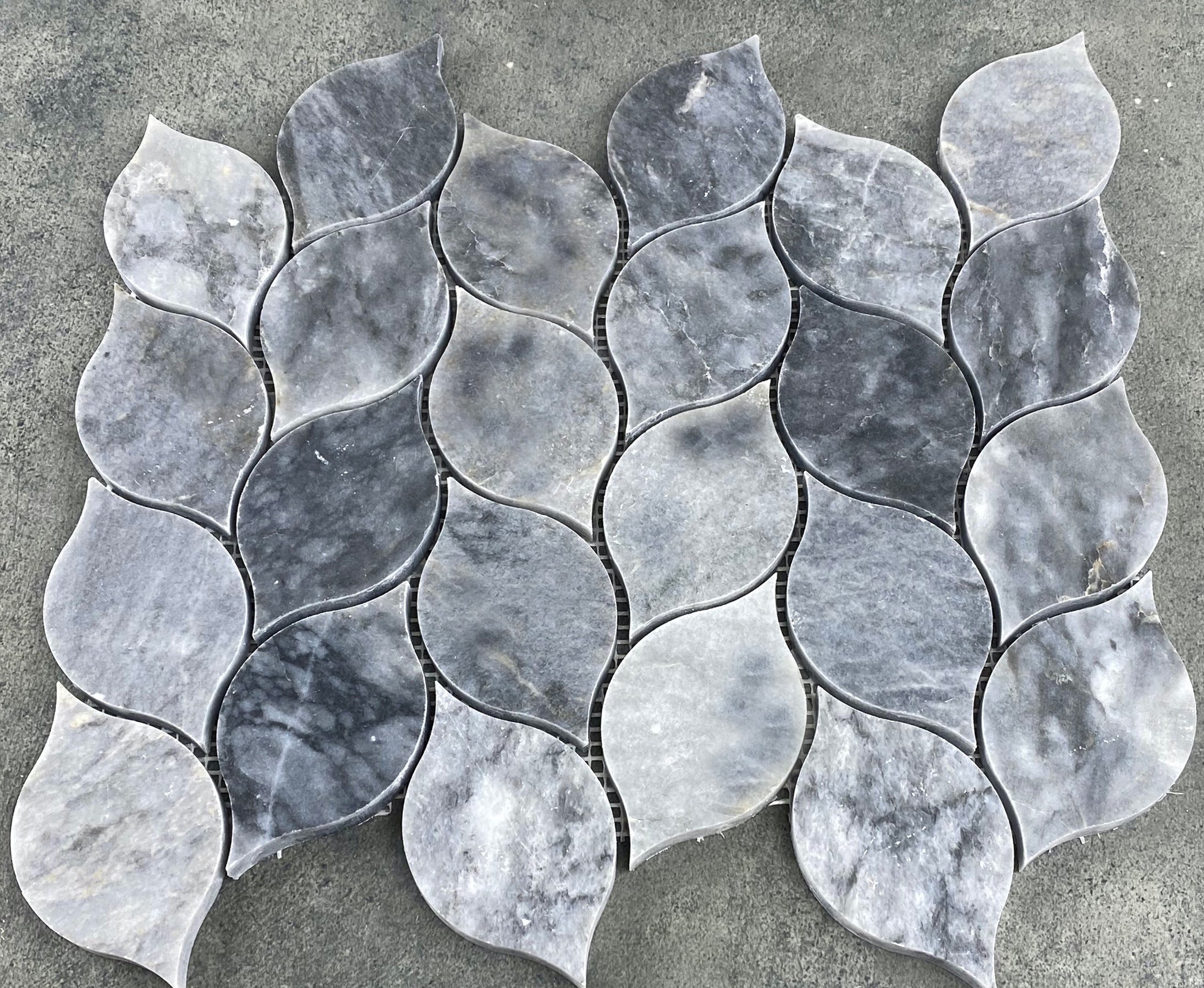 Luna Sky Marble Leaf on 12" x 12" Mesh Mosaic Tile - Belair Collection